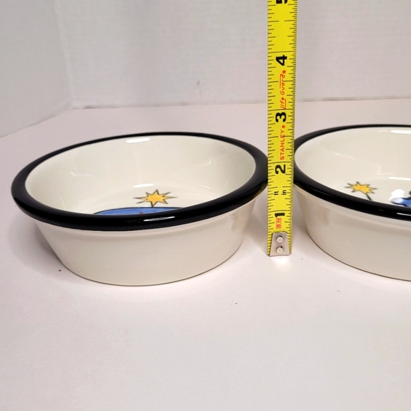 EAT and DRINK Set of 2 Ceramic Pet Food Bowls Handpainted Diner Decor Vibes RARE - Picture 6 of 7